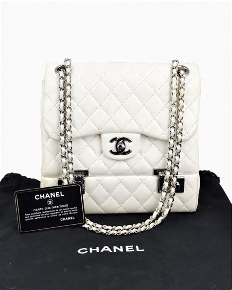 bolsa chanel branca de couro|Bolsa Chanel Couro Branca Original .